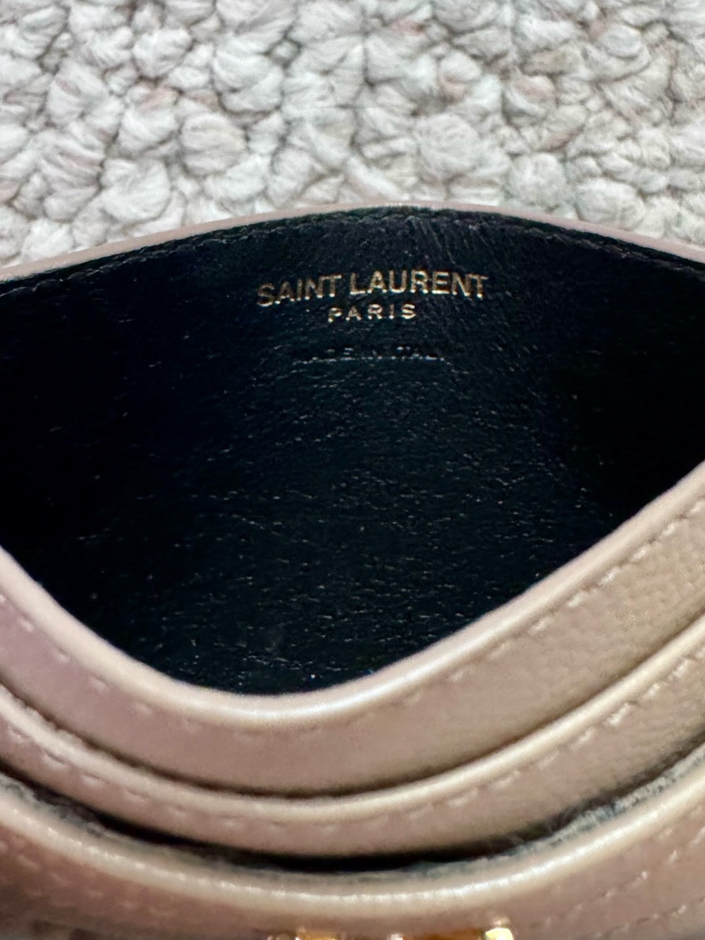Saint Laurent Dark Beige Quilted Card Case with Gold YSL Emblem - Picture 3 of 3